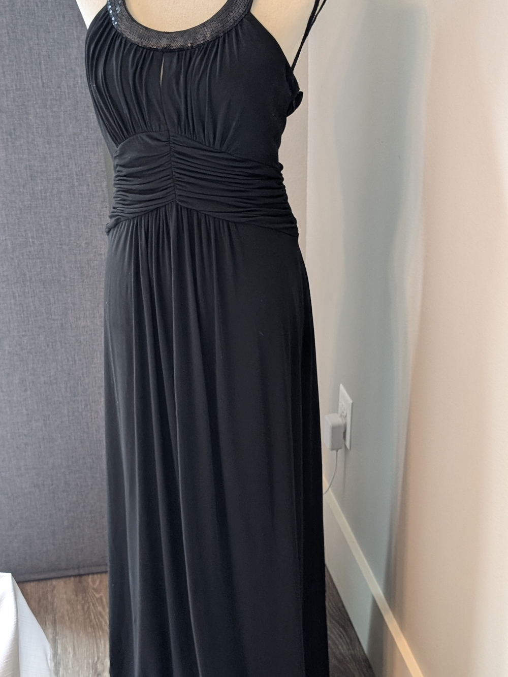 Calvin Klein Sequin T-Back Gown | Ruched Formal Luxe ✨